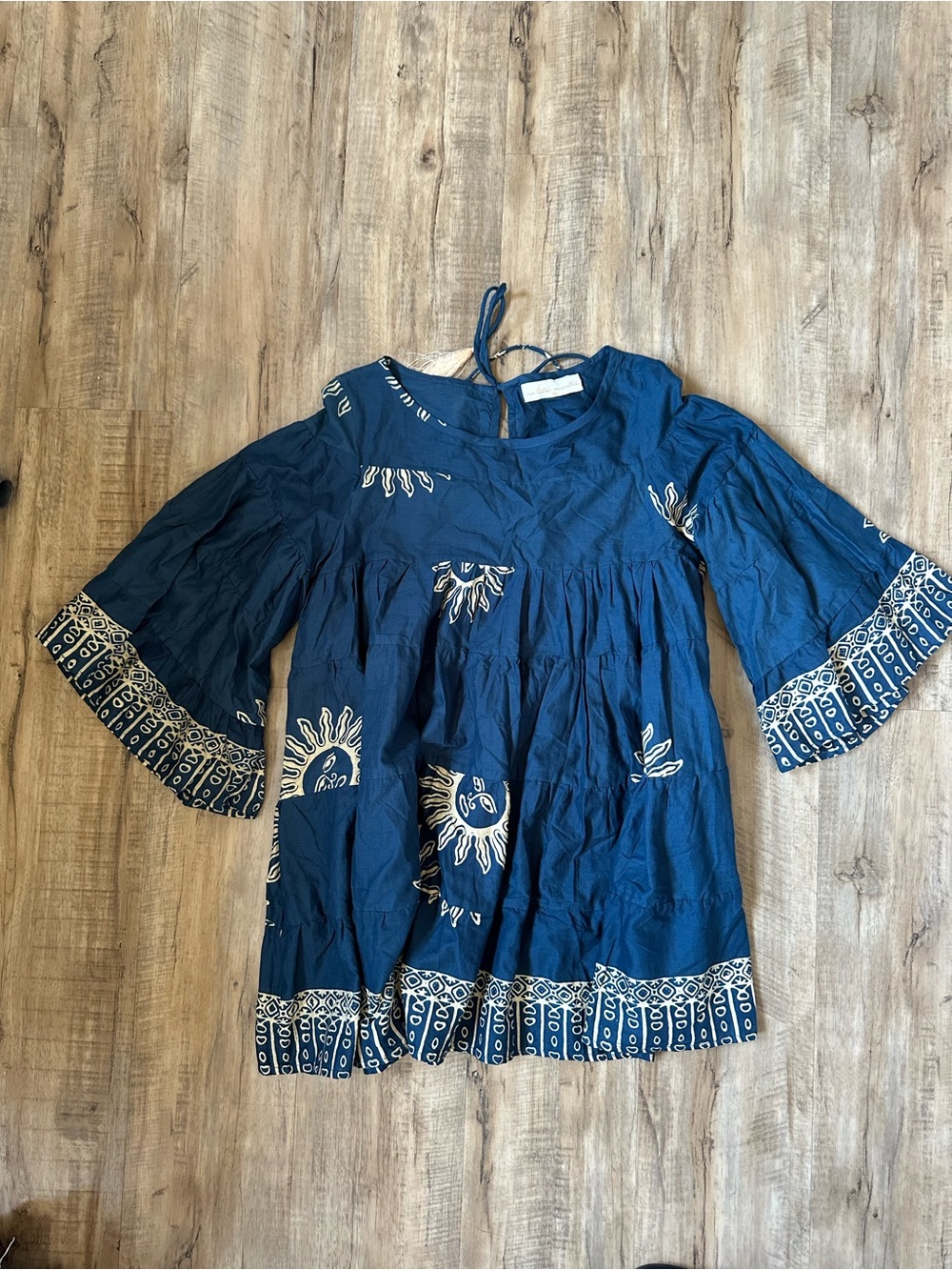 Natalie Martin Sun Print Bell Sleeve Mini Dress